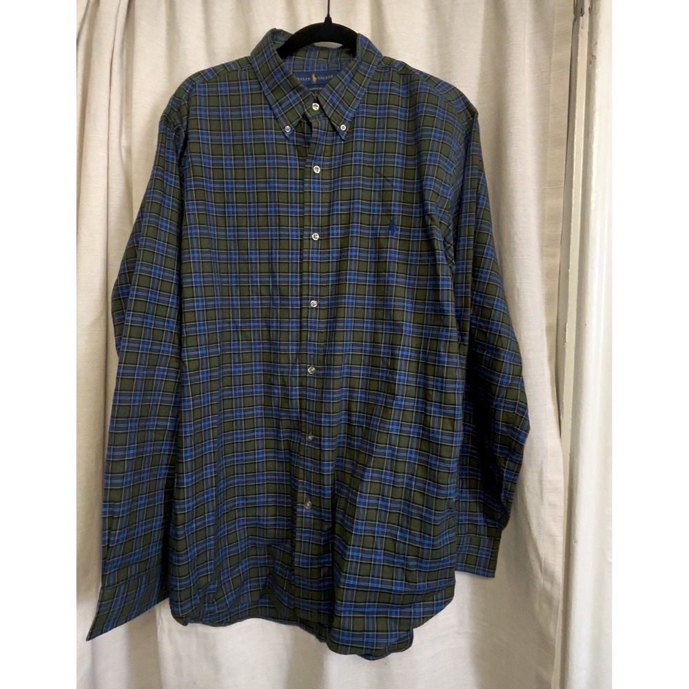 Ralph Lauren Classic Fit XL Plaid Button-Down Long Sleeve Cotton Shirt